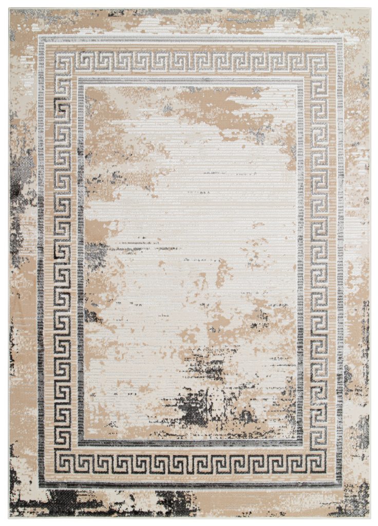 Tapis Ares Gris Beige Bordure Moucheté