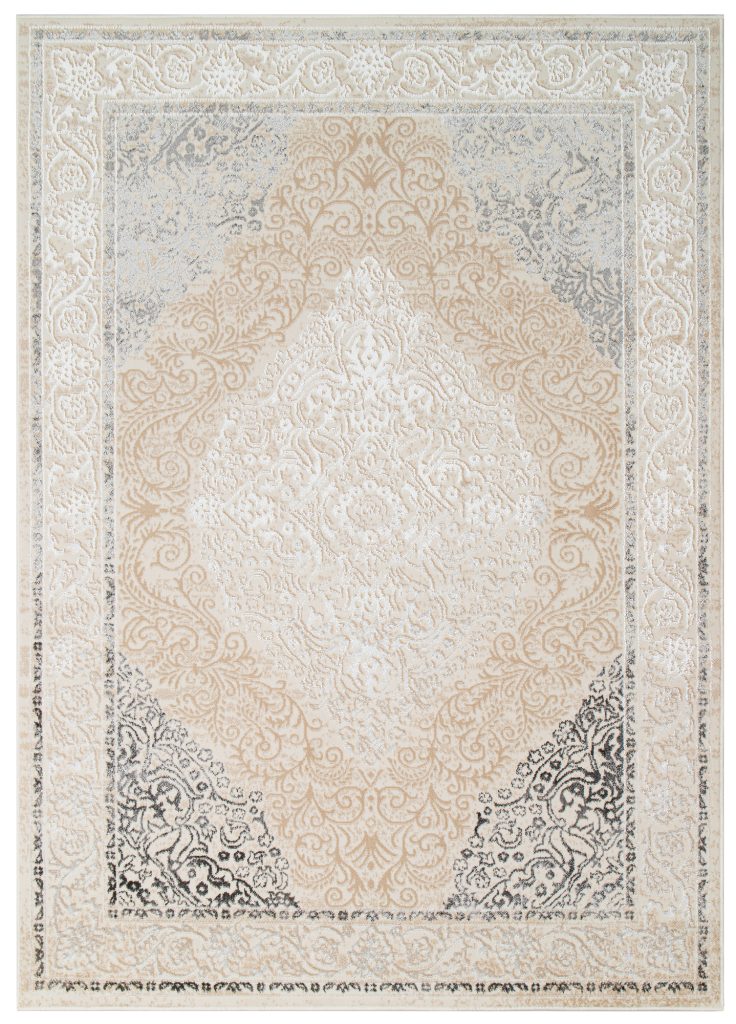 Tapis Ares Crème Gris Vintage Médaillon