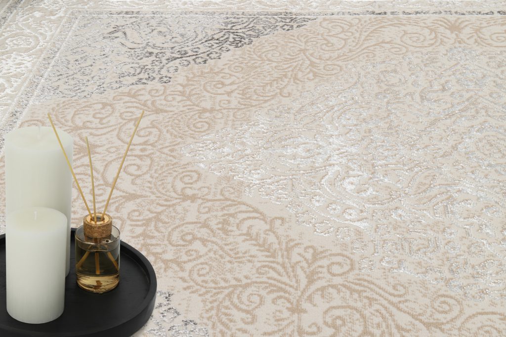 Tapis Ares Crème Gris Vintage Médaillon