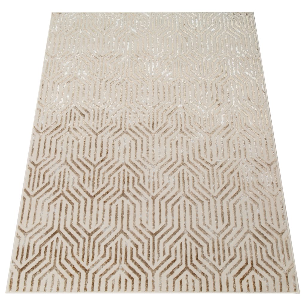Tapis Crystal Marron Crème Beige Lignes Effet 3D