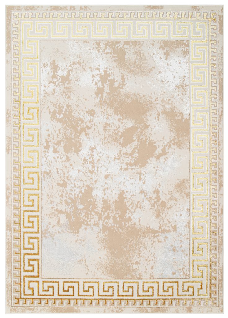 Tapis Ares Or Beige Bordure Abstrait