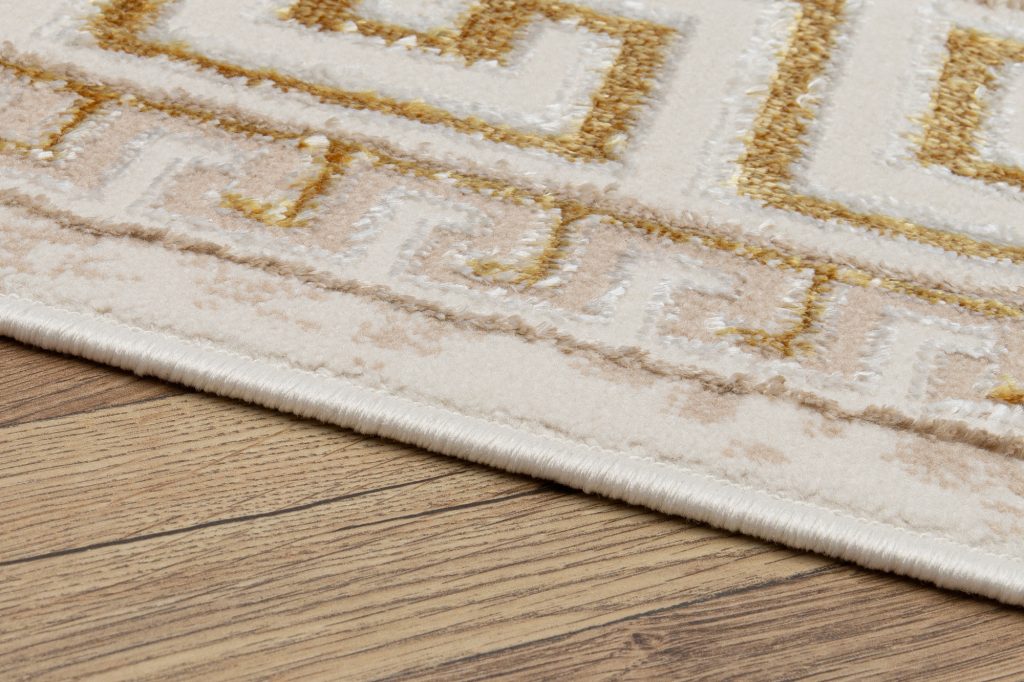 Tapis Ares Or Beige Bordure Abstrait