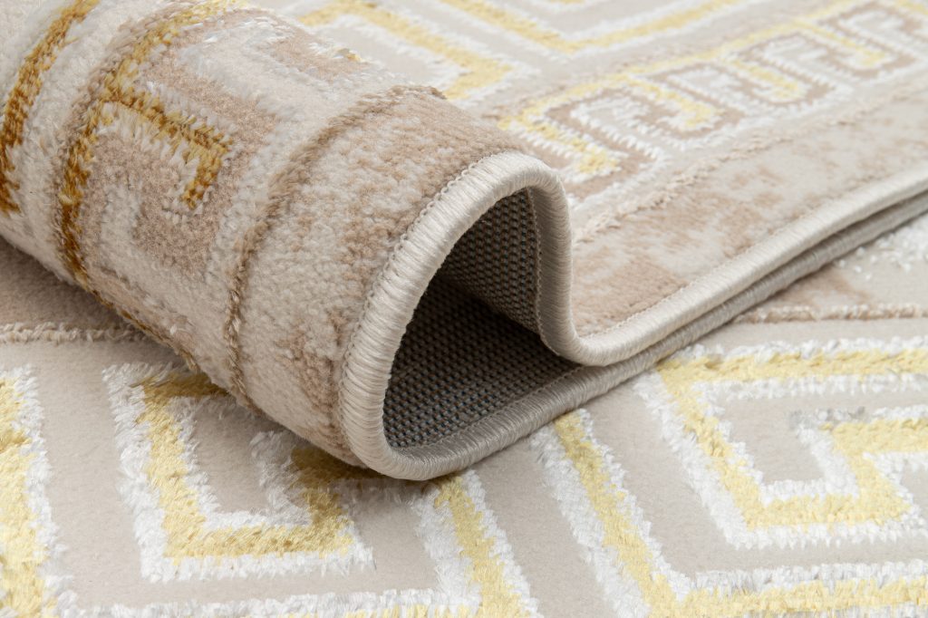 Tapis Ares Or Beige Bordure Abstrait
