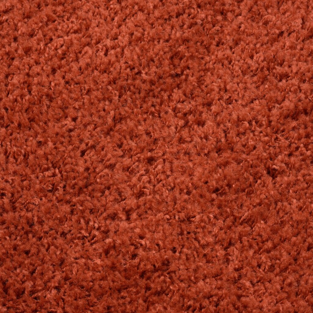 Tapis Essence Shaggy Poil Long Motif Uni Roux Brique
