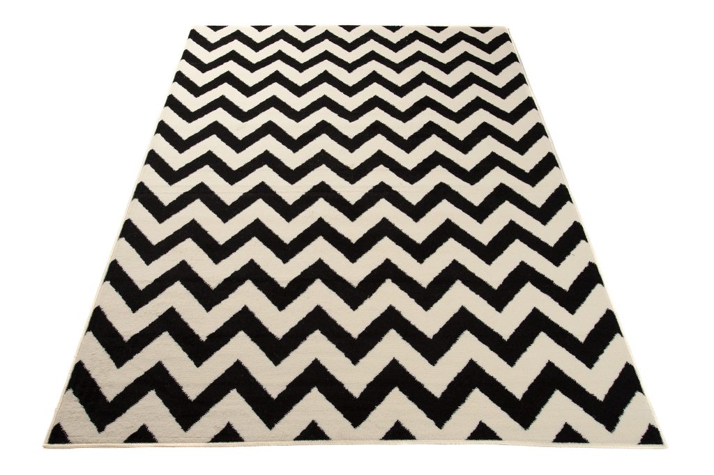 Tapis Dream Noir Crème Géométrique Zigzag