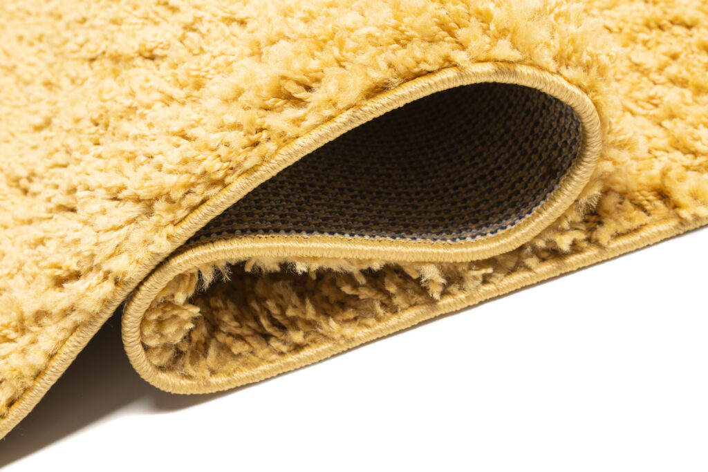 Tapis Essence Shaggy Poil Long Motif Uni Moutarde
