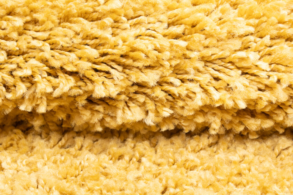 Tapis Essence Shaggy Poil Long Motif Uni Moutarde