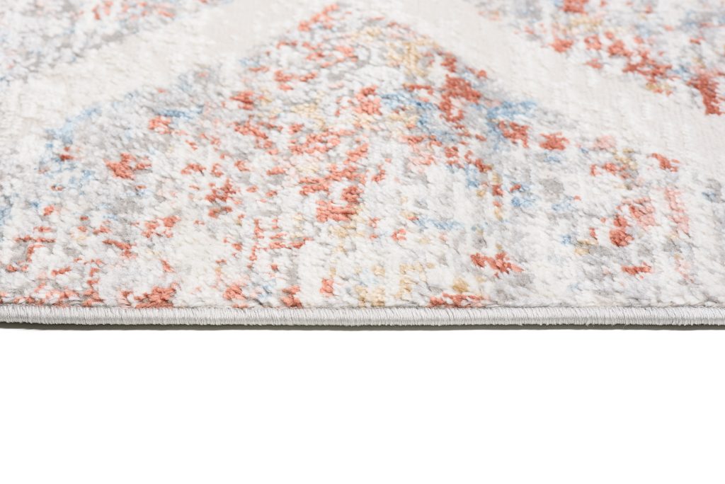 Tapis Valley Gris Saumon Géométrique Carreaux