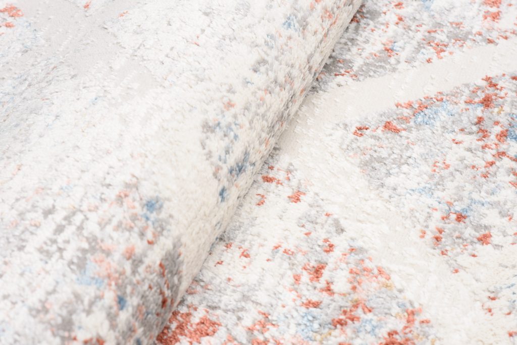 Tapis Valley Gris Saumon Géométrique Carreaux