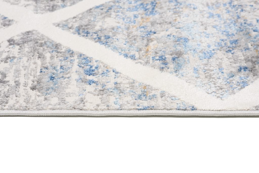 Tapis Valley Gris Bleu Géométrique Carreaux