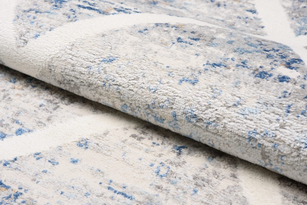 Tapis Valley Gris Bleu Géométrique Carreaux