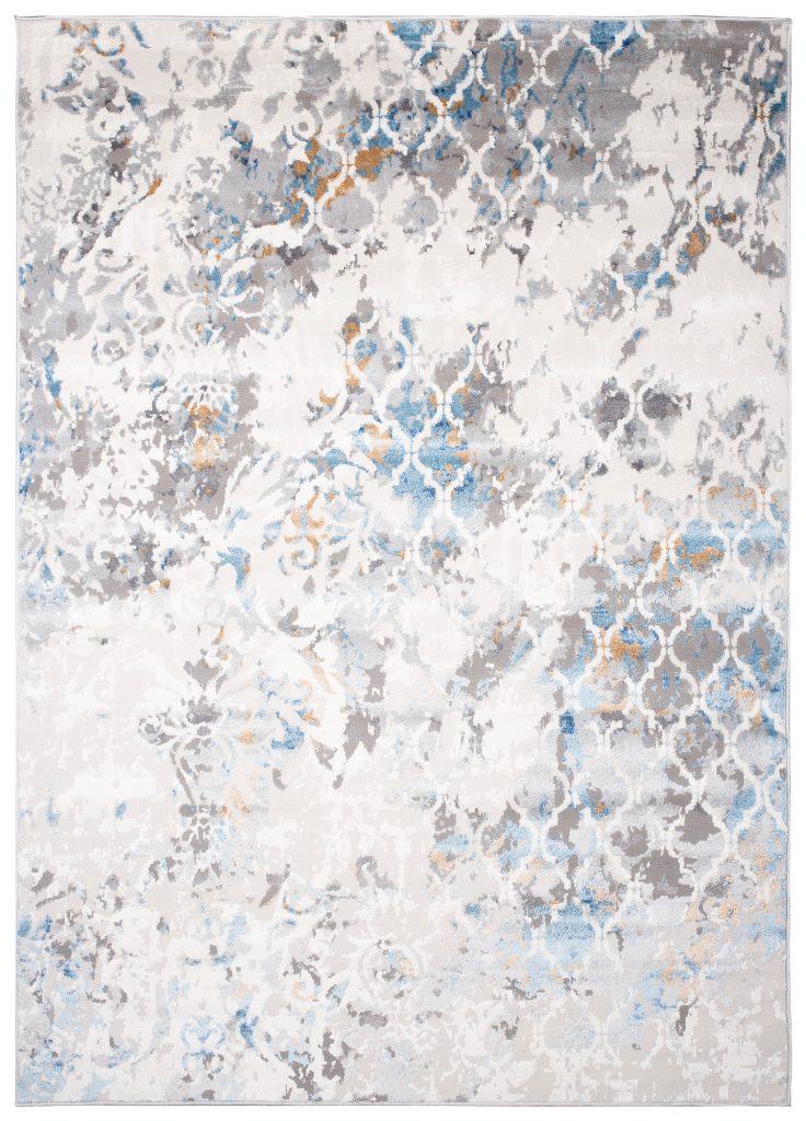 Tapis Valley Gris Bleu Vintage Treillis