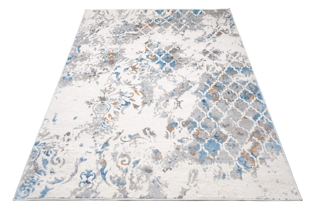Tapis Valley Gris Bleu Vintage Treillis