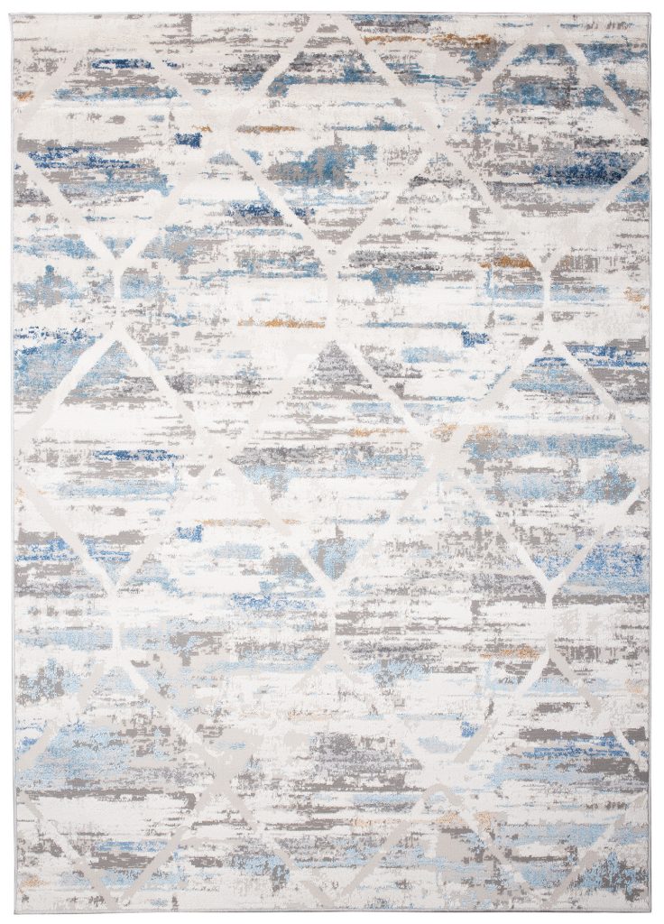 Tapis Valley Gris Bleu Géométrique Rayures