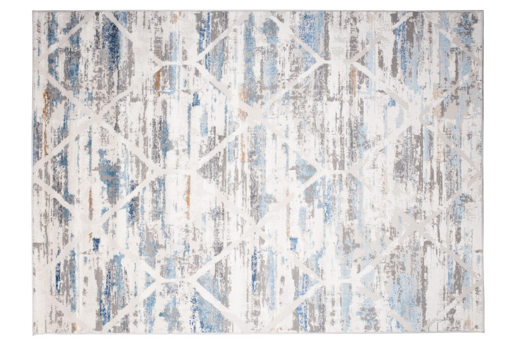 Tapis Valley Gris Bleu Géométrique Rayures