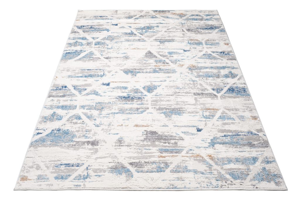 Tapis Valley Gris Bleu Géométrique Rayures
