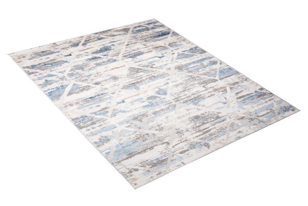 Tapis Valley Gris Bleu Géométrique Rayures