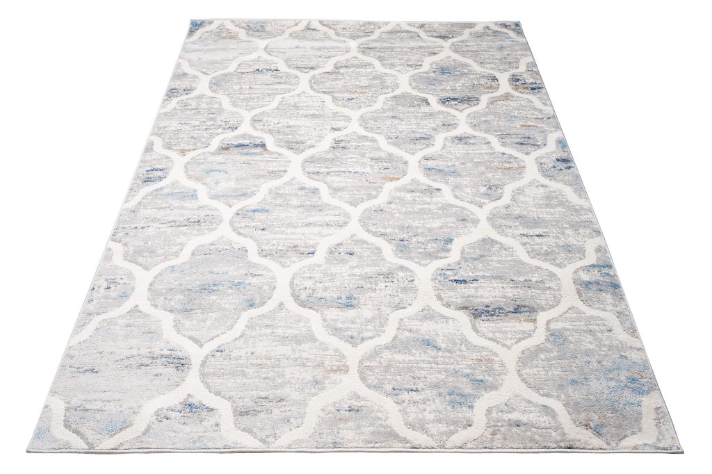 Tapis Valley Gris Bleu Marocain Treillis