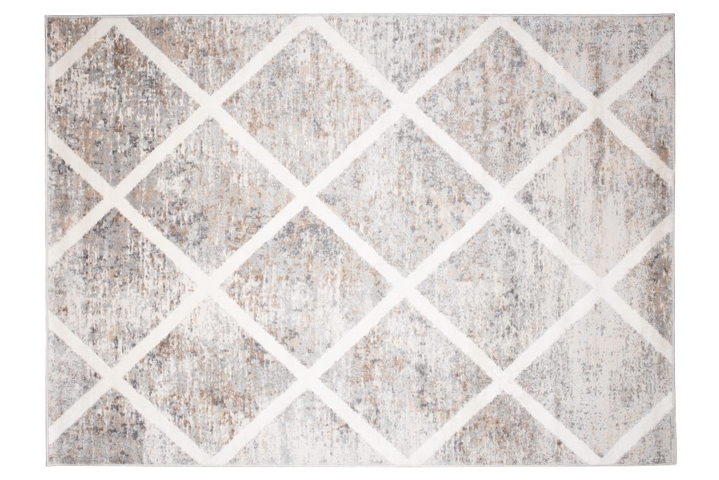 Tapis Valley Gris Cuivre Géométrique Carreaux