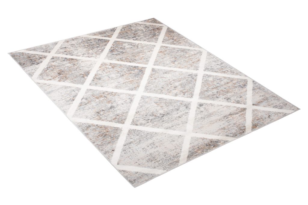 Tapis Valley Gris Cuivre Géométrique Carreaux