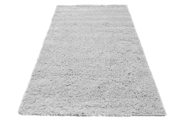 Tapis Essence Shaggy Poil Long Motif Uni Gris Clair