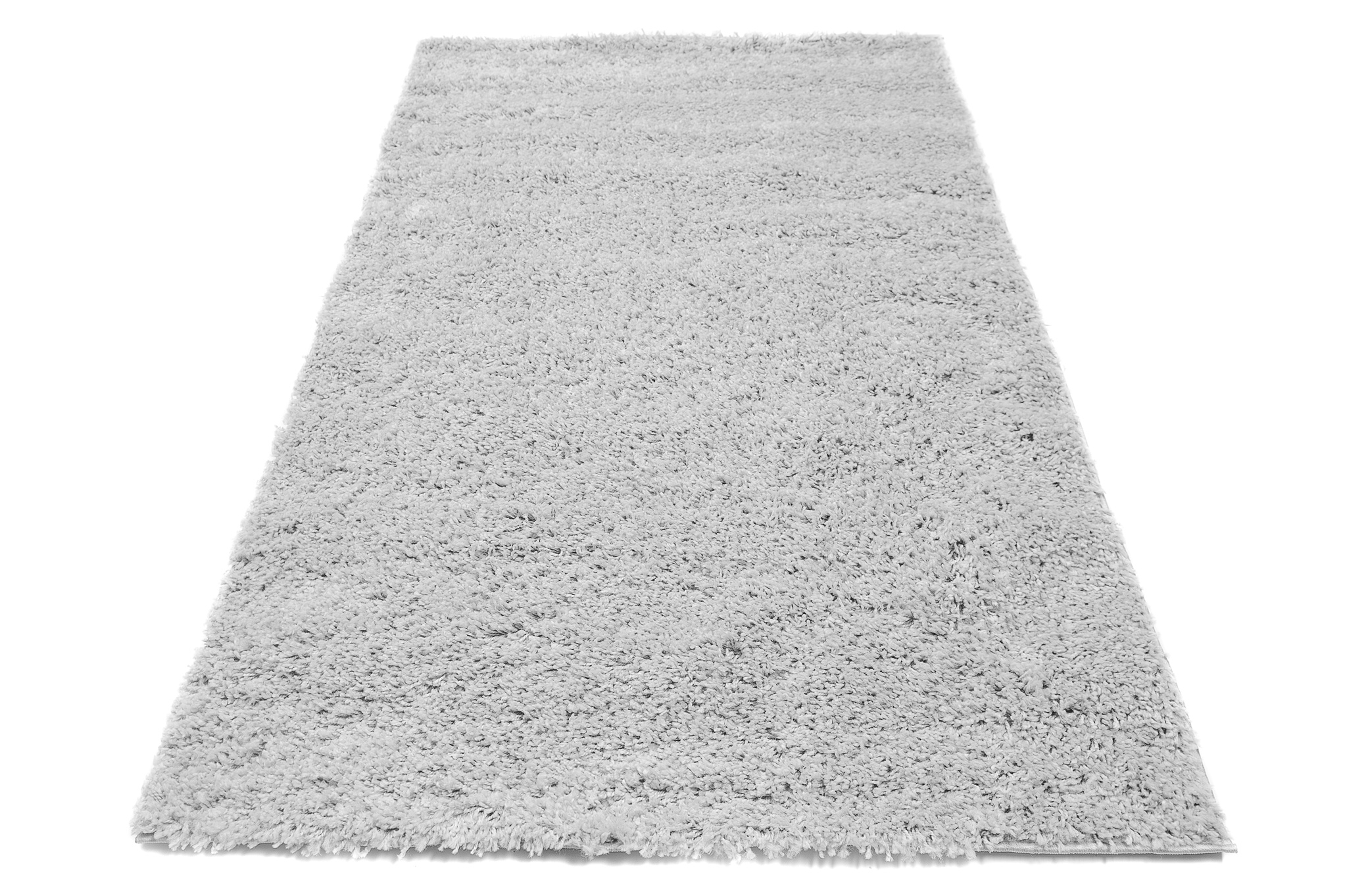 Tapis Essence Shaggy Poil Long Motif Uni Gris Clair