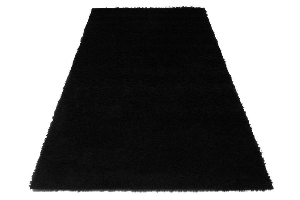 Tapis Essence Shaggy Poil Long Motif Uni Noir