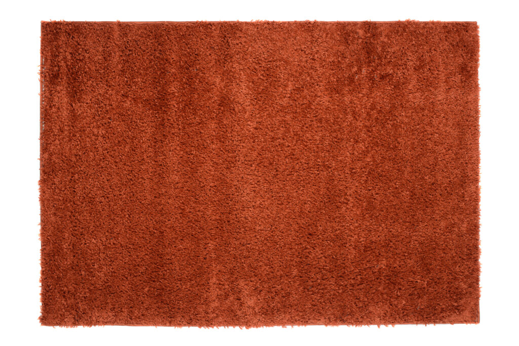Tapis Essence Shaggy Poil Long Motif Uni Roux Brique