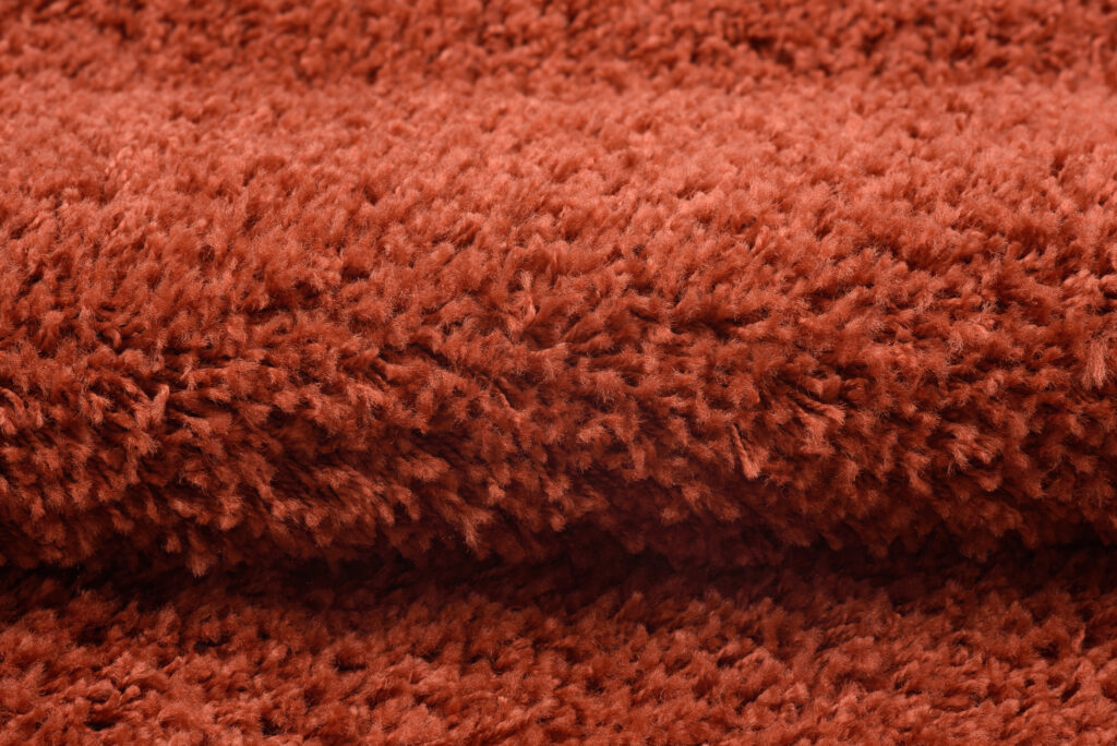 Tapis Essence Shaggy Poil Long Motif Uni Roux Brique