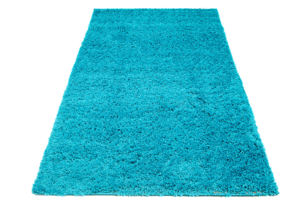 Tapis Essence Shaggy Poil Long Motif Uni Turquoise