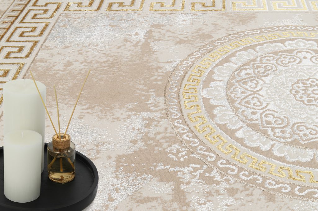 Tapis Ares Or Beige Ornamental Médaillon