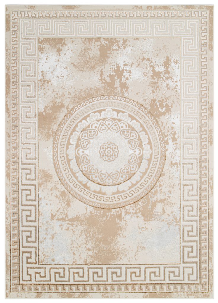 Tapis Ares Or Marron Ornamental Médaillon