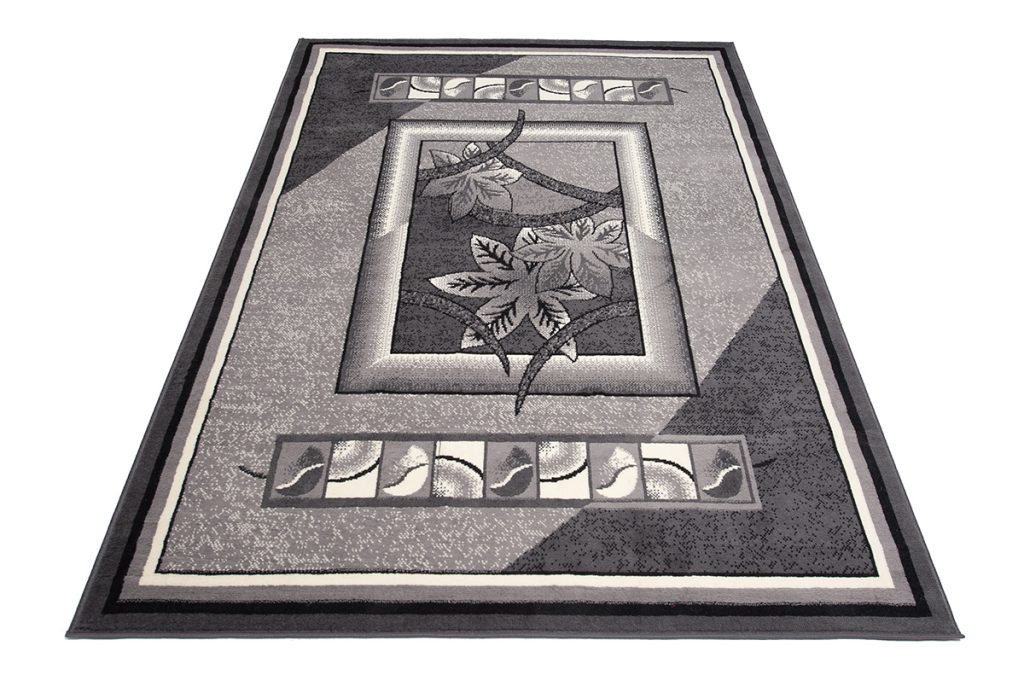 Tapis Dream Gris Géométrique Fleurs Bordure