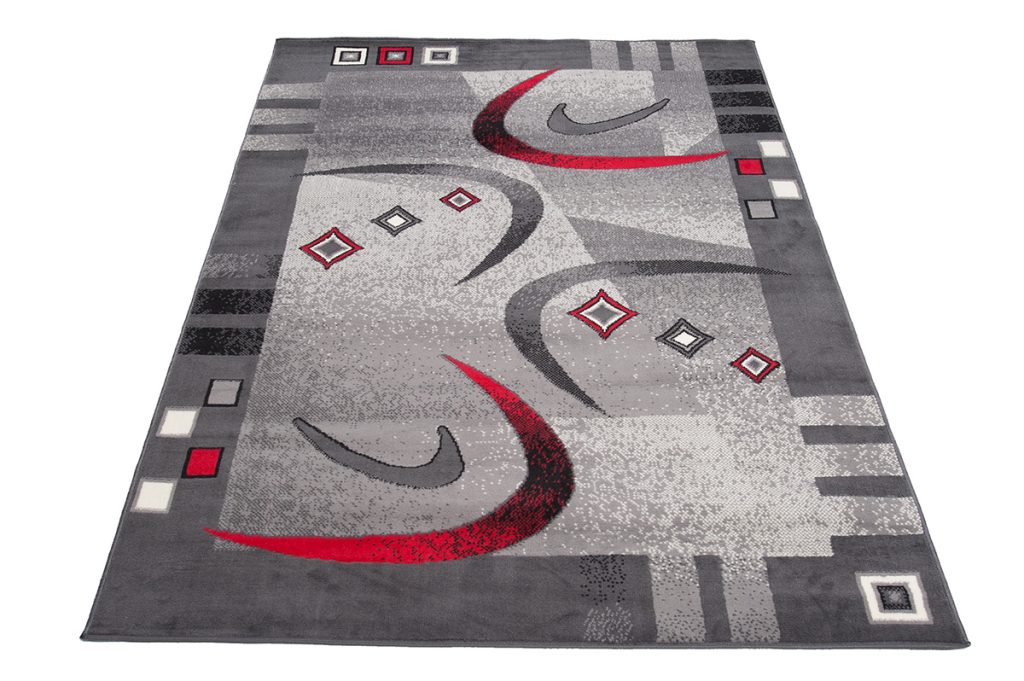 Tapis Dream Moderne Gris Rouge Demi-Cercles