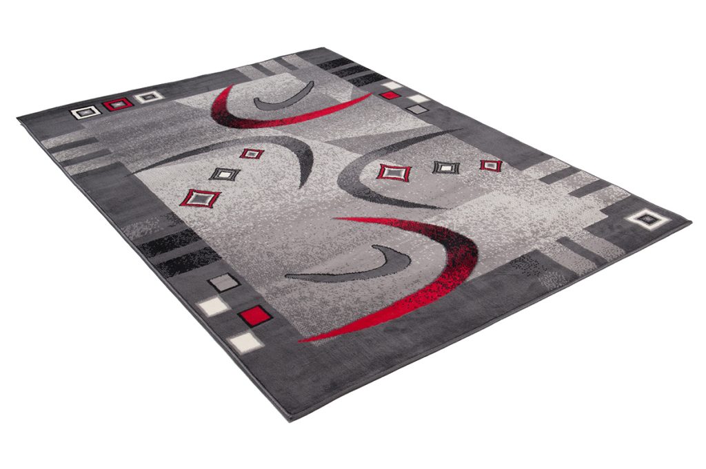 Tapis Dream Moderne Gris Rouge Demi-Cercles