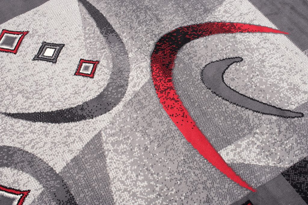 Tapis Dream Moderne Gris Rouge Demi-Cercles
