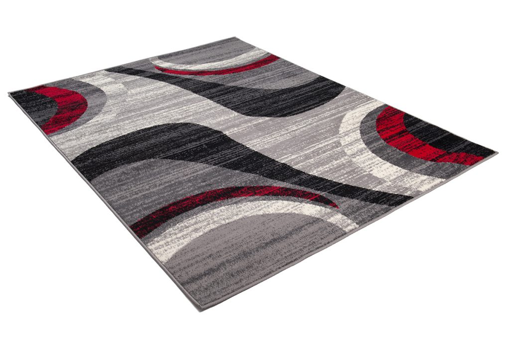 Tapis Dream Moderne Gris Clair Rouge Vagues
