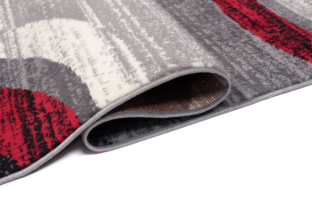 Tapis Dream Moderne Gris Clair Rouge Vagues
