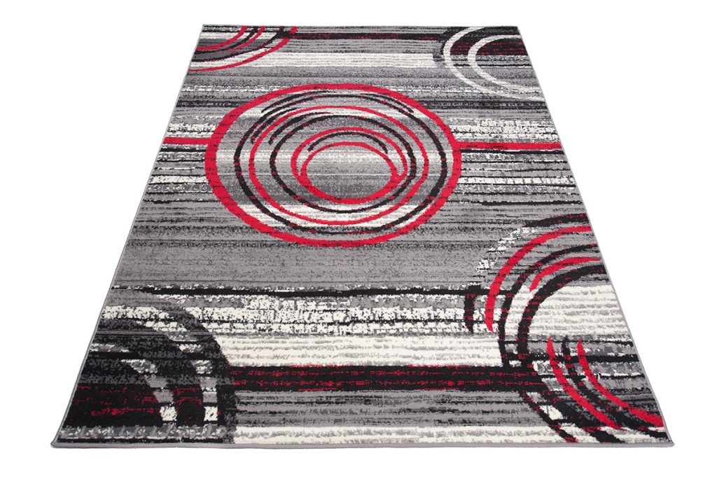 Tapis Dream Gris Rouge Abstrait Cercles