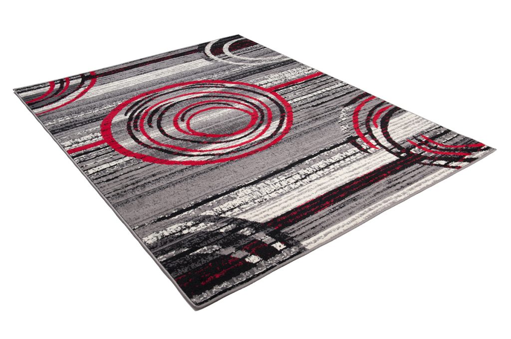 Tapis Dream Gris Rouge Abstrait Cercles