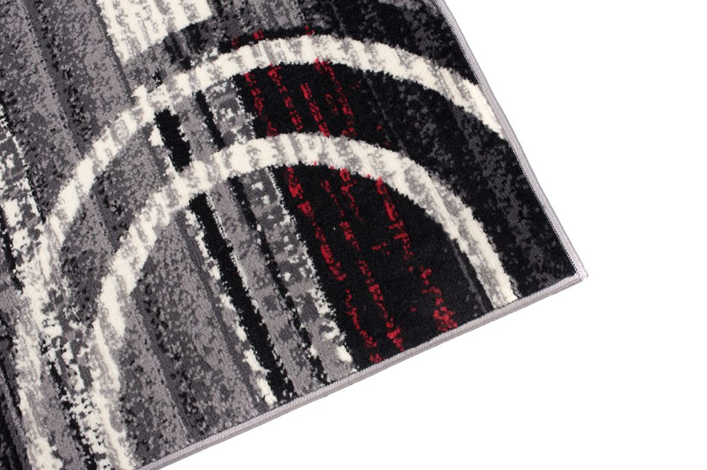 Tapis Dream Gris Rouge Abstrait Cercles