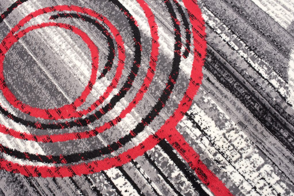 Tapis Dream Gris Rouge Abstrait Cercles