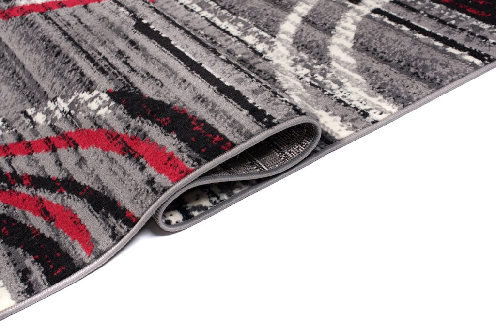 Tapis Dream Gris Rouge Abstrait Cercles