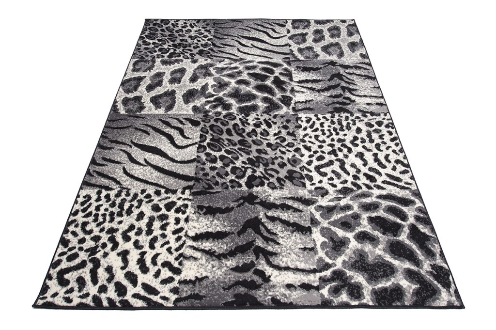 Tapis Dream Gris Noir Motif Animalier Carrés