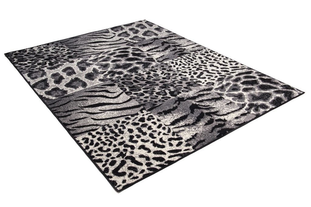 Tapis Dream Gris Noir Motif Animalier Carrés