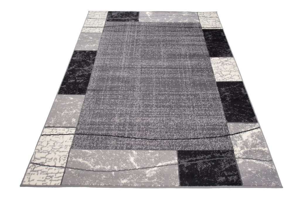 Tapis Dream Gris Noir Carreaux Rectangles