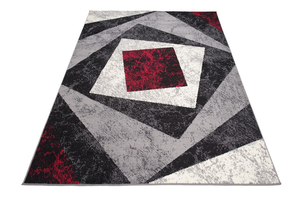 Tapis Dream Géométrique Gris Rouge Carrés