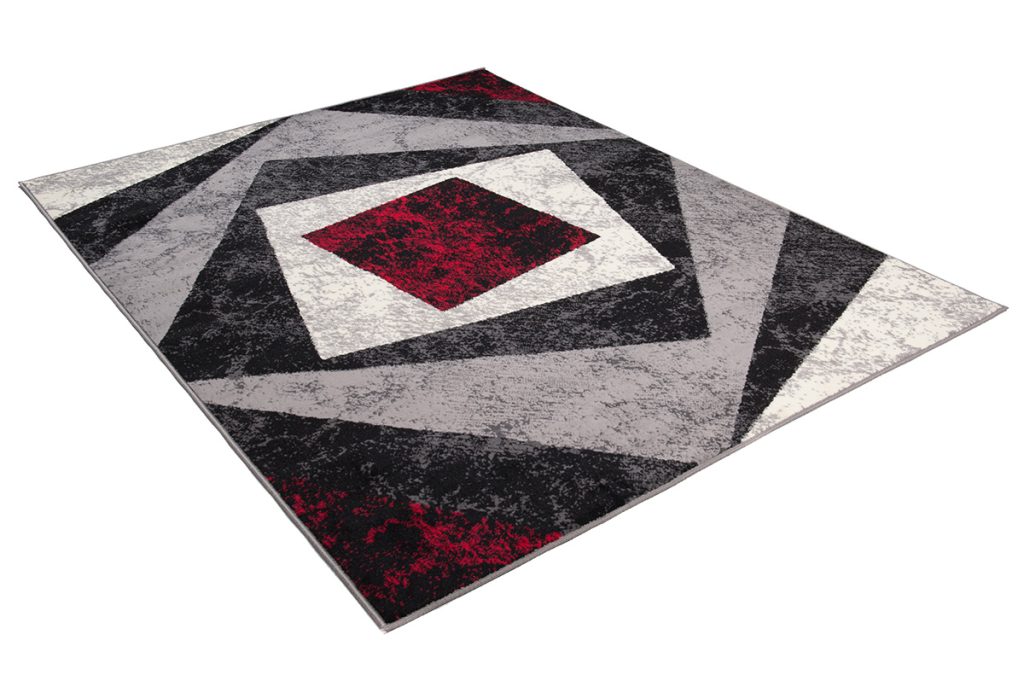 Tapis Dream Géométrique Gris Rouge Carrés