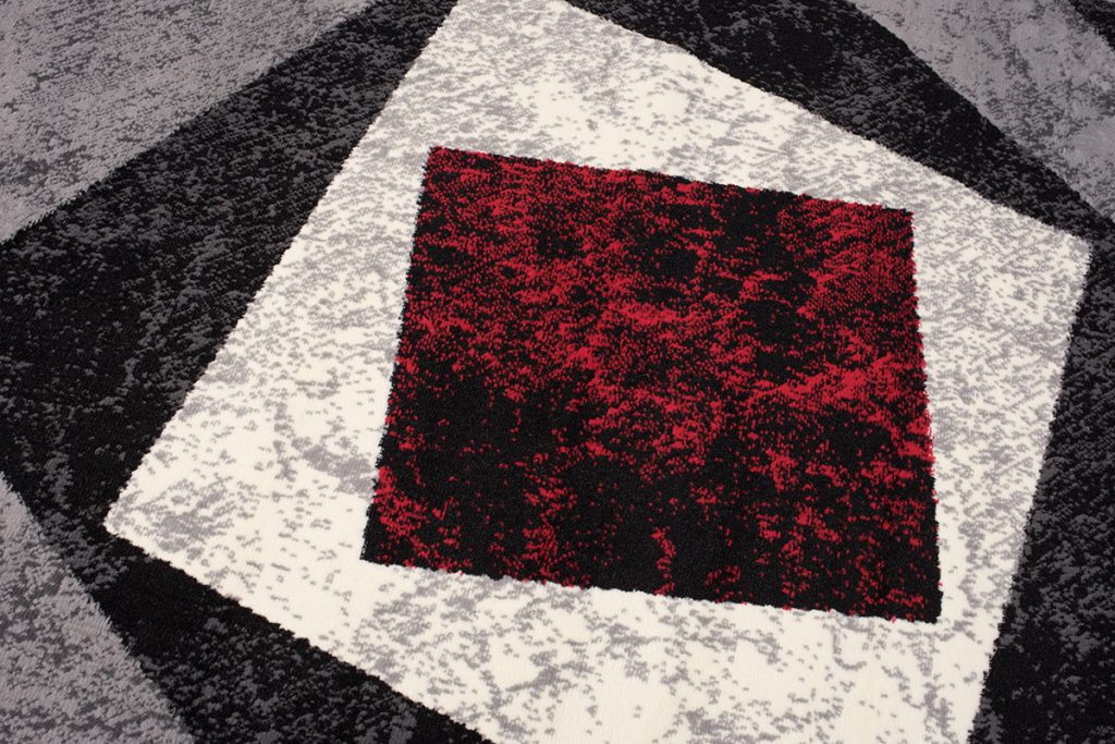 Tapis Dream Géométrique Gris Rouge Carrés
