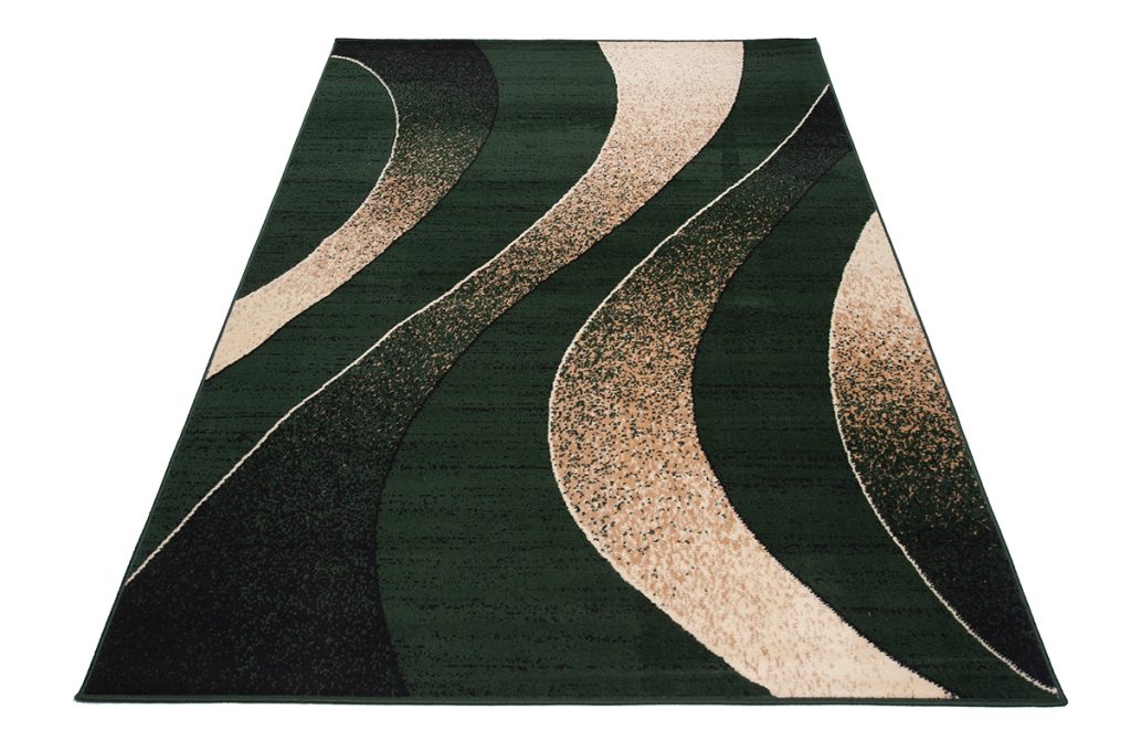Tapis Dream Moderne Vert Foncé Beige Vagues